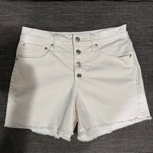 J.Crew Jeans Womens 27 White High Rise Button Fly Raw Hem Denim Shorts Summer